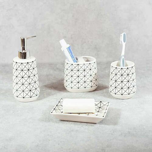 Набор для ванной Глория мыльница дозатор дмыла стакан дщеток стаканбеж 1779₽