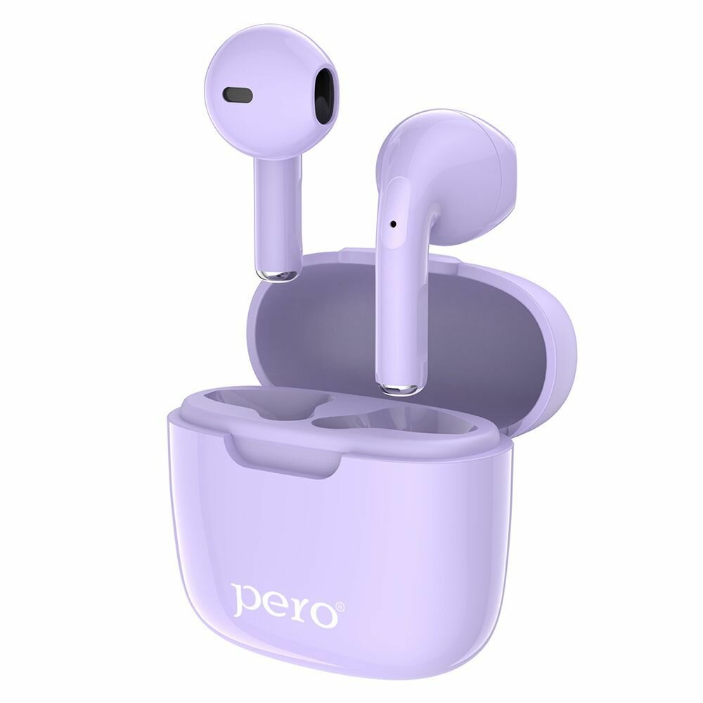 Наушники PERO TWS05, спортивные, Bluetooth, внутриканальные, сиреневый (ptws05p)