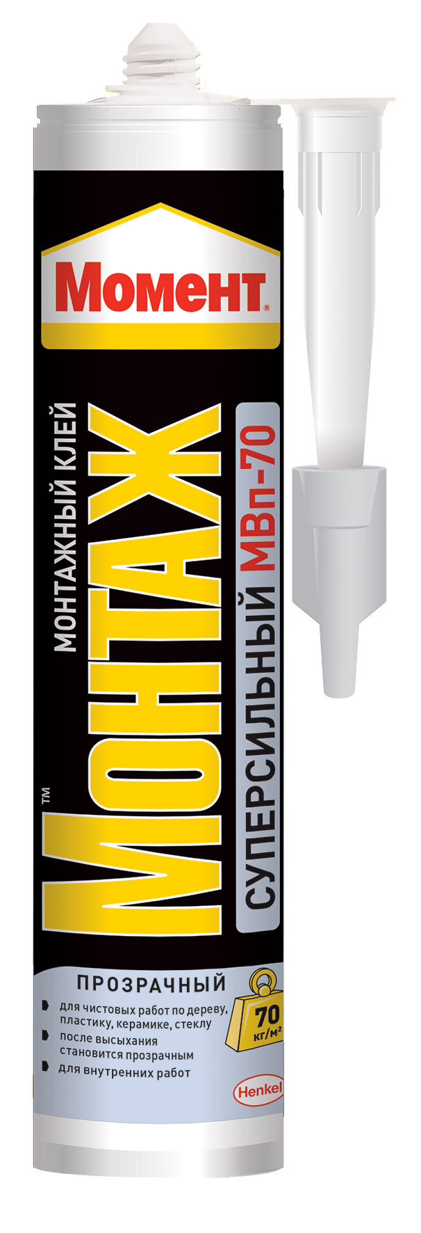 Клей универсальный Момент Монтаж Суперсильный МВп-70 монтажный прозрачный 280 г для дерева металла керамики ДСП пробки гипсокартона / Жидкие гвозди для ремонта и строительства