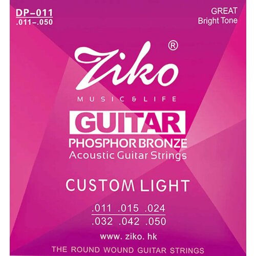 Струны для акустической гитары Ziko DP-011 Custom Light 11-50 - Ziko