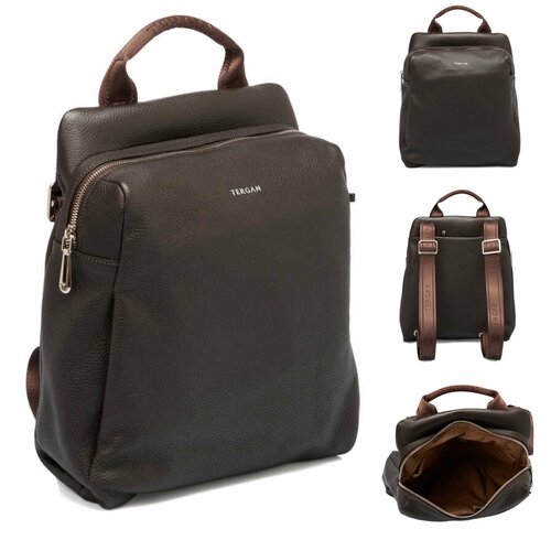 Рюкзак TERGAN Кофейный кожаный женский рюкзак - S1SR00079384-A42, 2, фактура зернистая, коричневый