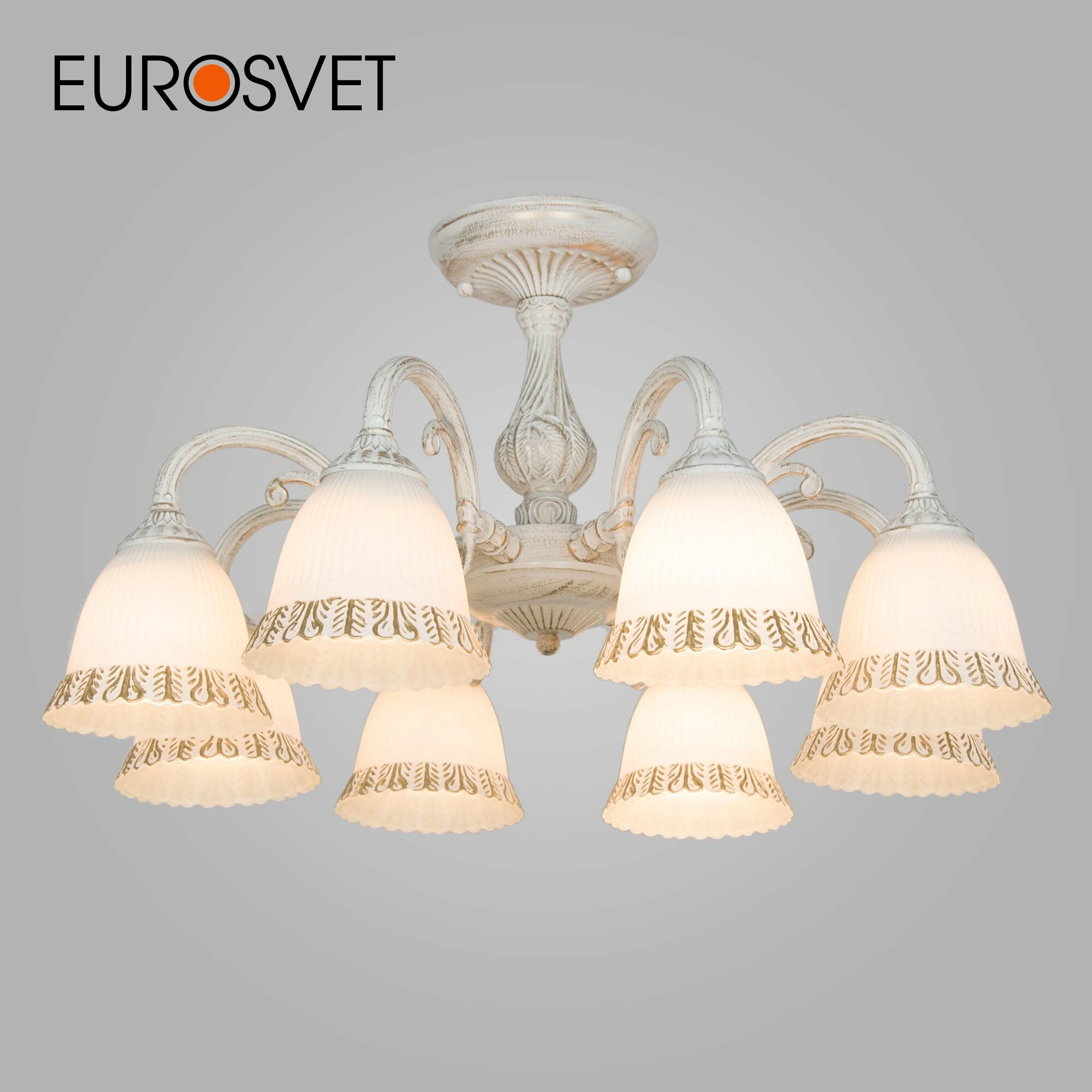 Люстра / Потолочный светильник Eurosvet Campina 60107/8 белый с золотом IP20