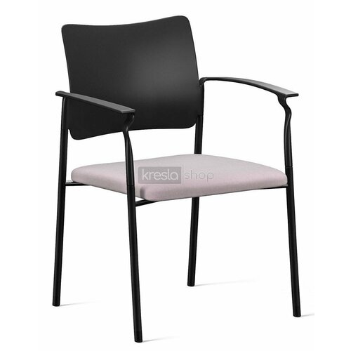 Конференц-кресло Pinko Pinko plastic 4legs black Jade9502 Arms черные металлические ножки, черный пластик, серая ткань