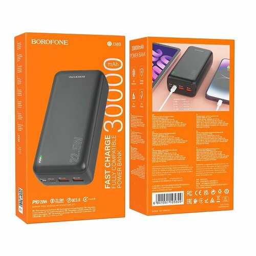 Внешний аккумулятор повербанк Borofone BJ38B PD20W QC30 30000mAh черный 2200₽