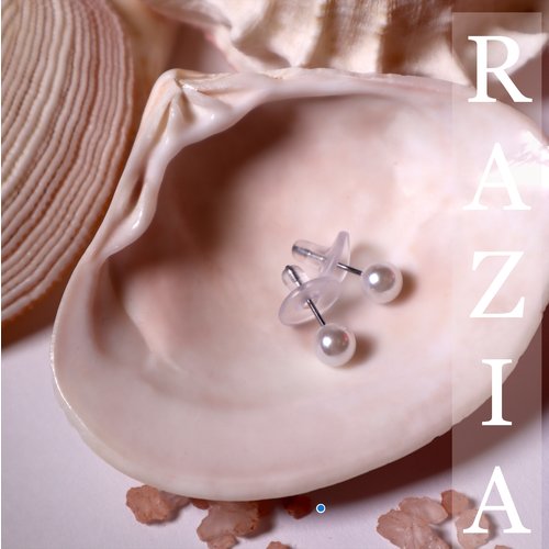 Серьги пусеты перламутр искусственный камень коралл синтетический размер 10 мм белый 60₽