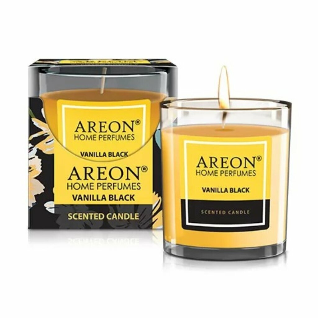 AREON Свеча ароматическая, черная ваниль / HOME PERFUMES Vanilla Black 120 гр - фото №1