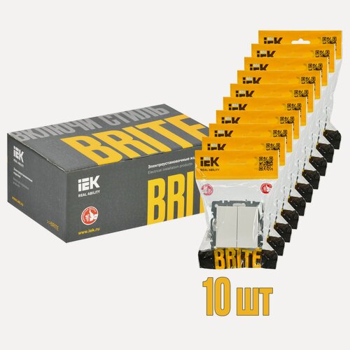 Изображение товара Выключатель IEK BRITE ВС10-2-0-БрБ, 2-клавиши, белый, в распор/на шурупы