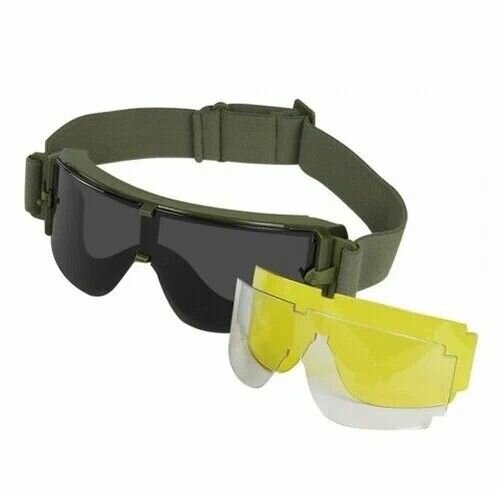 Очки защитные реплика X800 3 линзы олива
