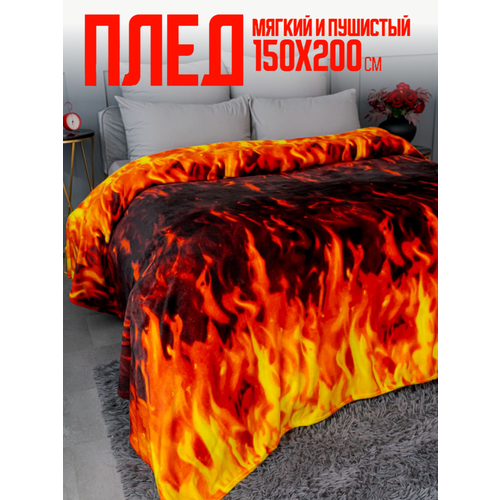фото Плед 150х200 павлина огонь оранжевый на диван мягкий на кровать
