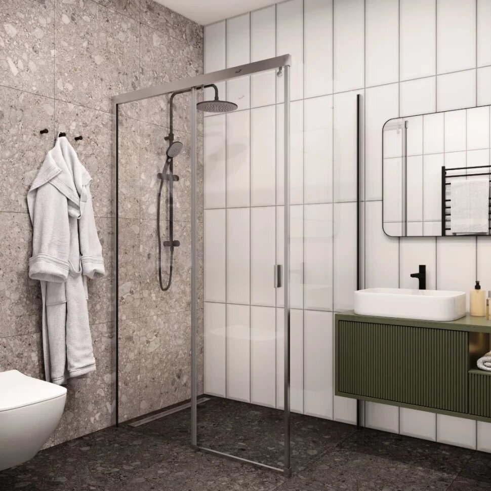 Душевой уголок Ceruttispa Marbella 120 L 118x78 см L, профиль хром, стекло прозрачное