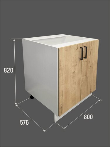 Изображение товара Кухонный гарнитур VITAMIN модульный шкаф напольный с полкой, ЛДСП, без столешницы. Цвет "Дуб Ирландский". Ширина 80 см.