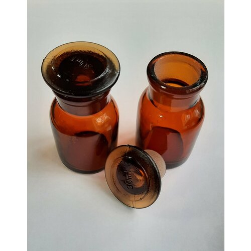 Склянка , 30 мл (2 шт), темное стекло, с широкой горловиной и притёртой пробкой