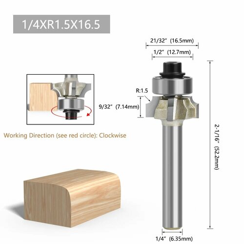 LAVIE торцевая фреза для скругления углов 6 мм, 6.35xR1.5x16.5mm