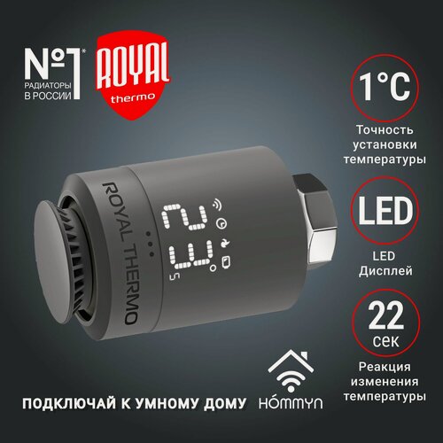 Изображение товара Термостат радиаторный электронный ROYAL THERMO Smart Heat, серебристый