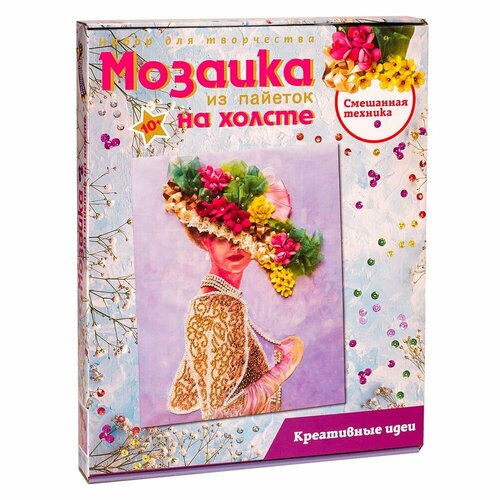Мозаика из пайеток на холсте 
