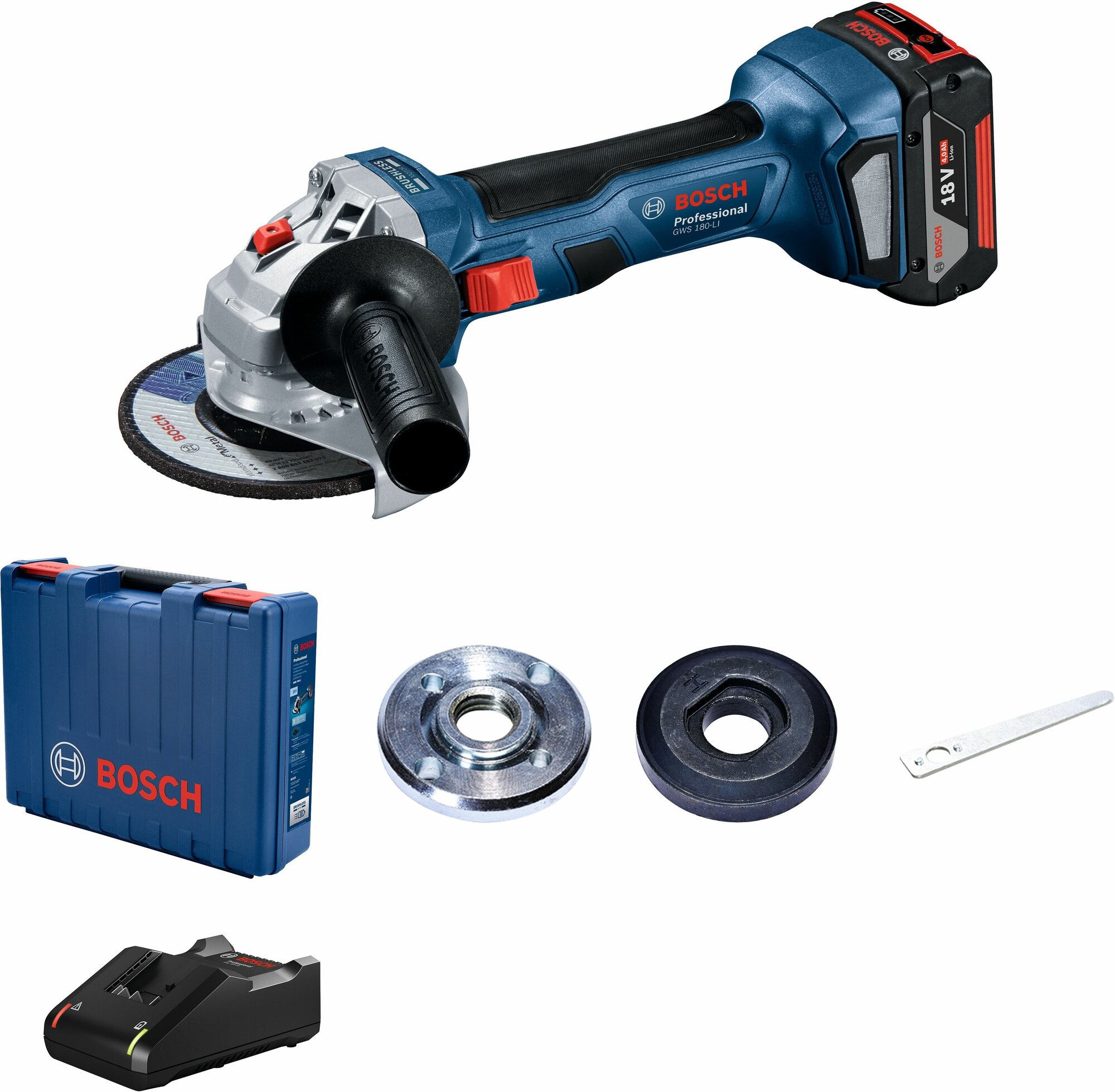 Угловая шлифмашина BOSCH GWS 180-LI [06019h90r1] - фото №17