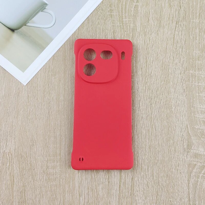 Яркий цвет, без рамки, матовая фотовспышка для vivo iQOO12 iQOO 12 Pro, тонкий жесткий ударопрочный чехол-бампер из поликарбоната, Red, For iQOO 12