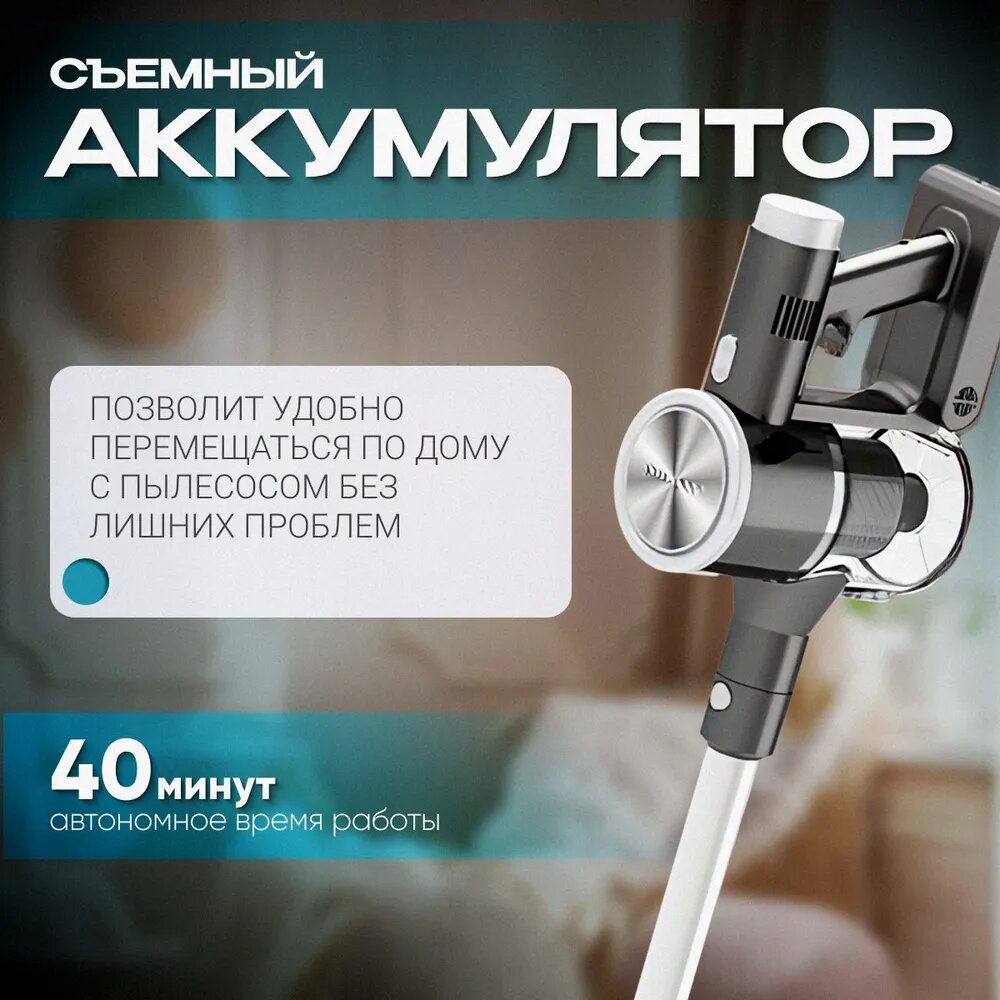 Пылесос вертикальный для дома беспроводной с контейнером 2200 Вт, мощный — фото 1