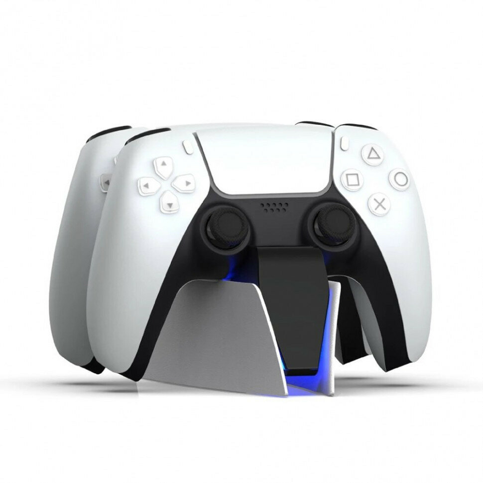 Sony Зарядная станция DualSense на два геймпада для PS5 (CFI-ZDS1) белый/черный — фото 1