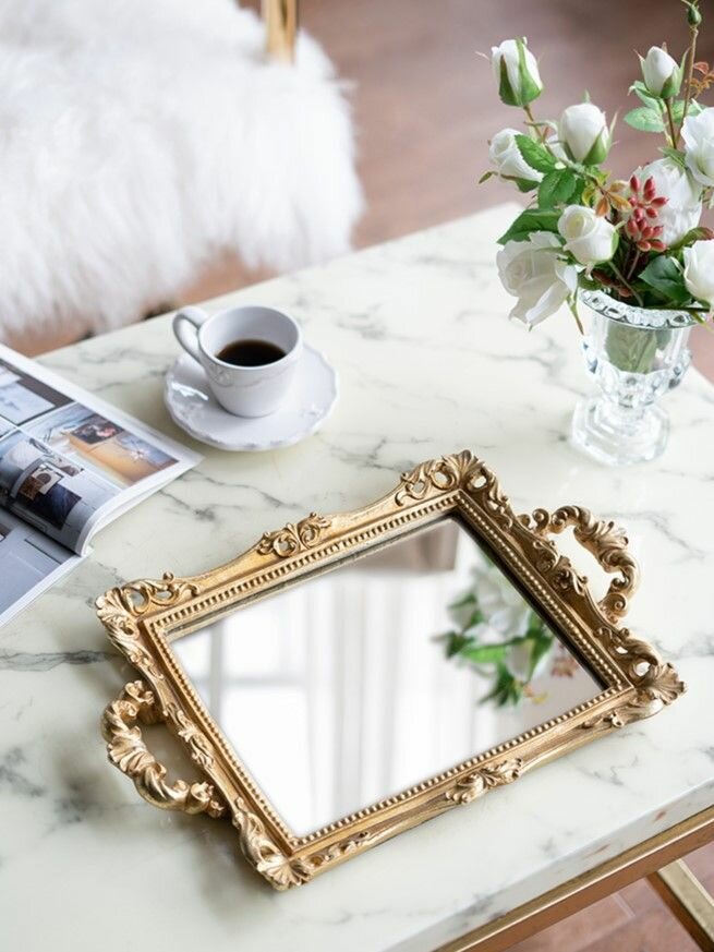 75489-DS Поднос с зеркальной поверхностью 38х25х3см, Полисмолы, Glasar