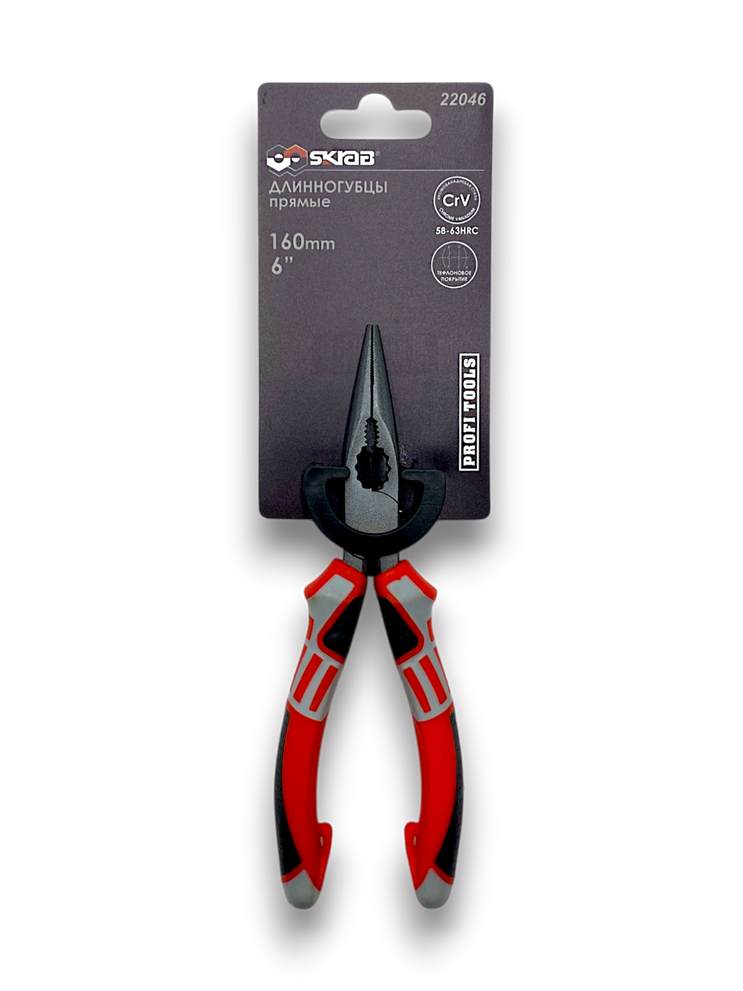 Длинногубцы утконосы прямые комби 160мм CrV Тефлон Skrab 22046
