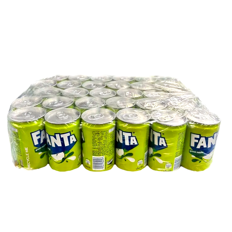 Напитки Fanta Green Apple, 0.15 л, 30 шт, железная банка, (Газированный напиток Фанта Зеленое Яблоко, жб)