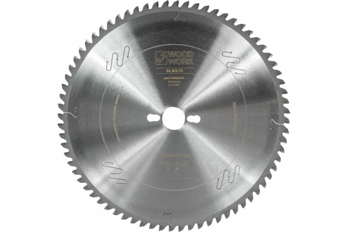 Диск пильный SUPERIOR для торцовочных станков 305*2.4*30H*72T A -5 ATB WOODWORK 34.305.72, для мягкой и твердой древесины и фанеры