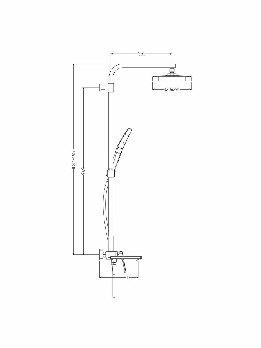 Душевая система с тропическим душем RAGLO R51.24.06 — фото 1