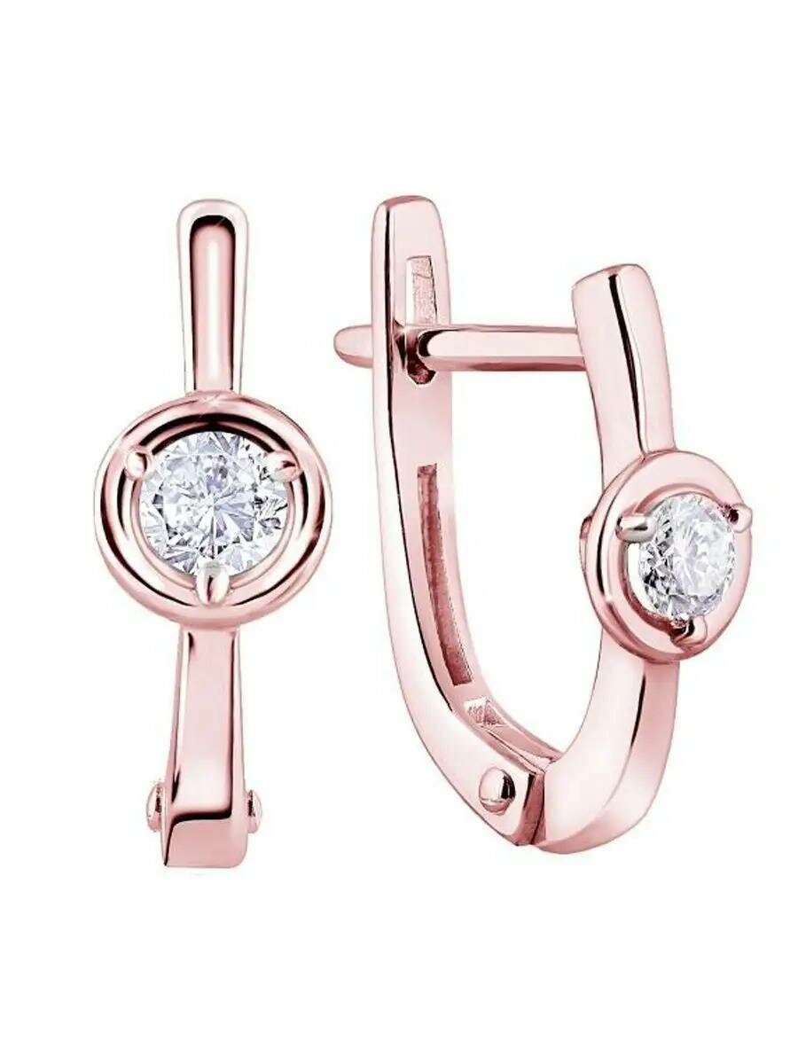 Серьги AZADE, красное золото, 585 проба, бриллиант, размер 15 мм, длина 1.5 см, , красный