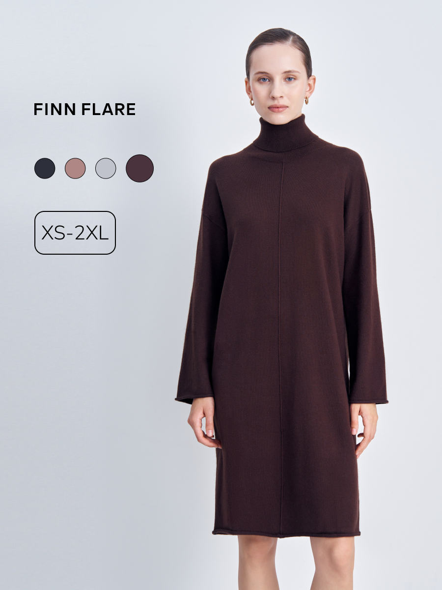 Платье FINN FLARE Вязаное, размер XL(176-100-106), коричневый