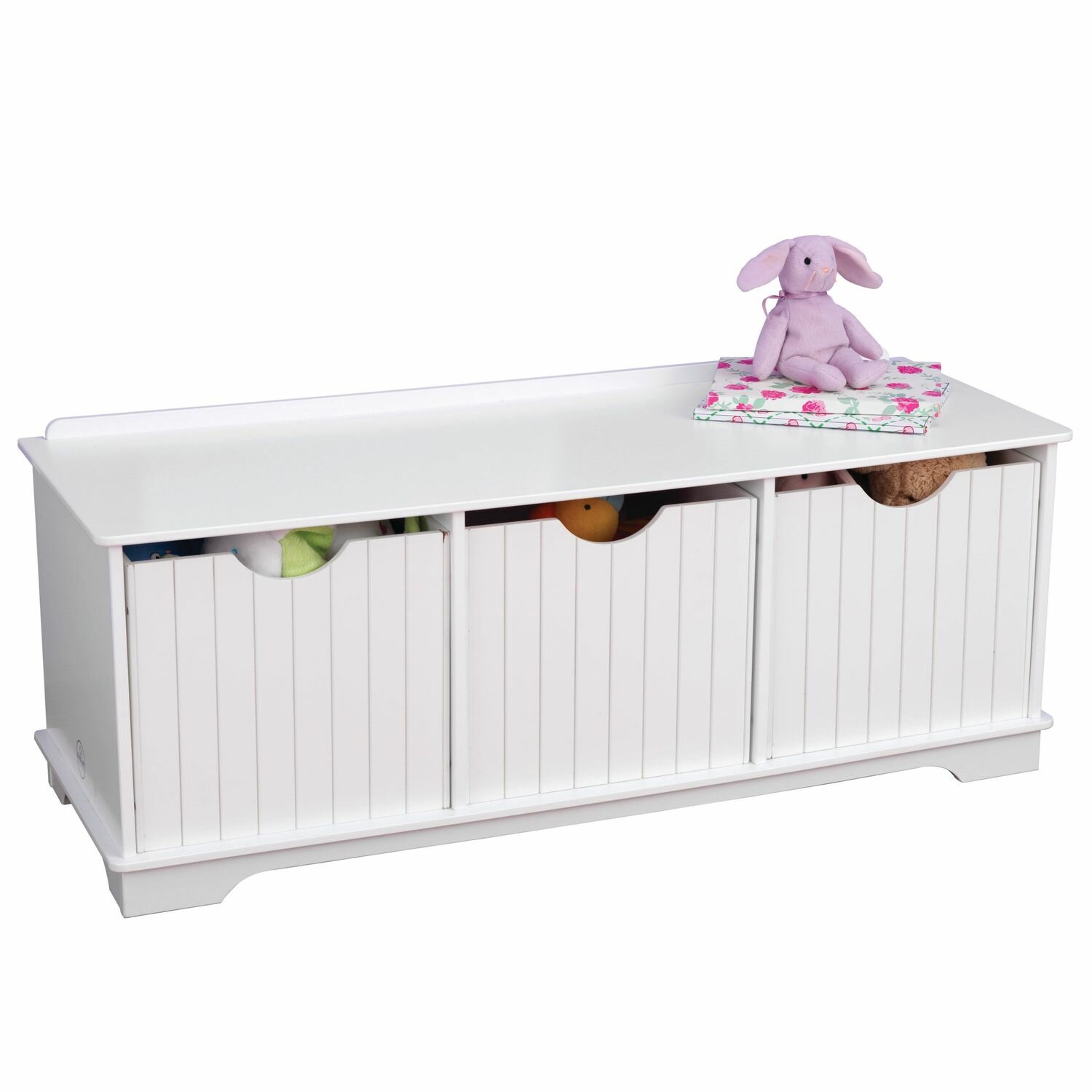 Скамейка KidKraft с ящиками, белая, для сидения, 19.28x45x80 см