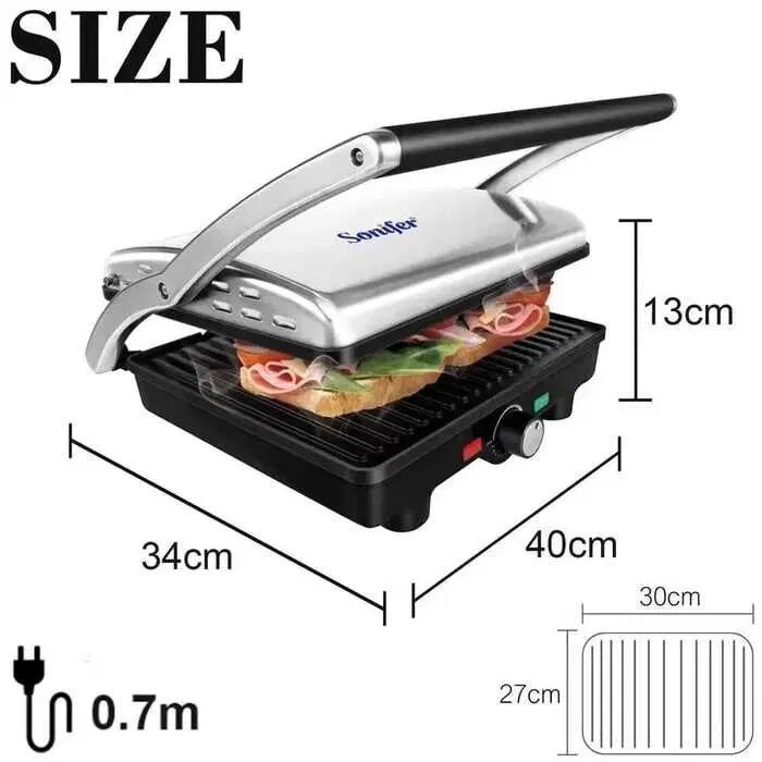 Электрический гриль Sonifer SF-6052, антипригарное покрытие, с защитой от перегрева — фото 1