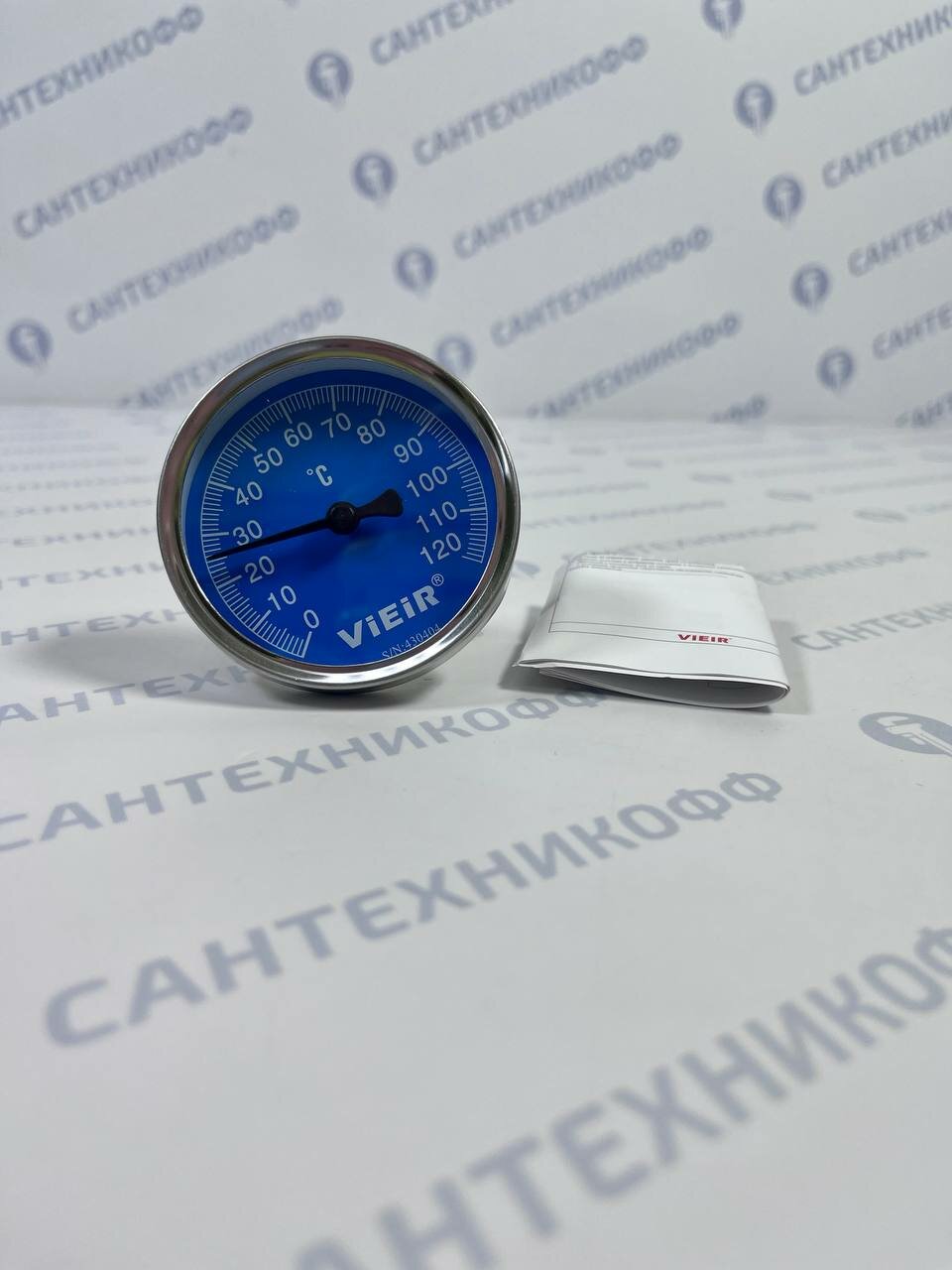 Термометр с гильзой VIEIR 1/2" синяя шкала — фото 1