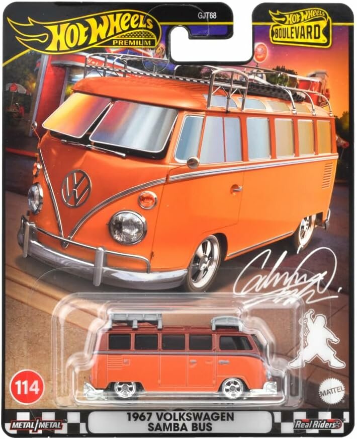 Hot Wheels 1967 Volkswagen Samba Bus Orange (коллекция Boulevard 2024, №114) - коллекционная Premium машинка