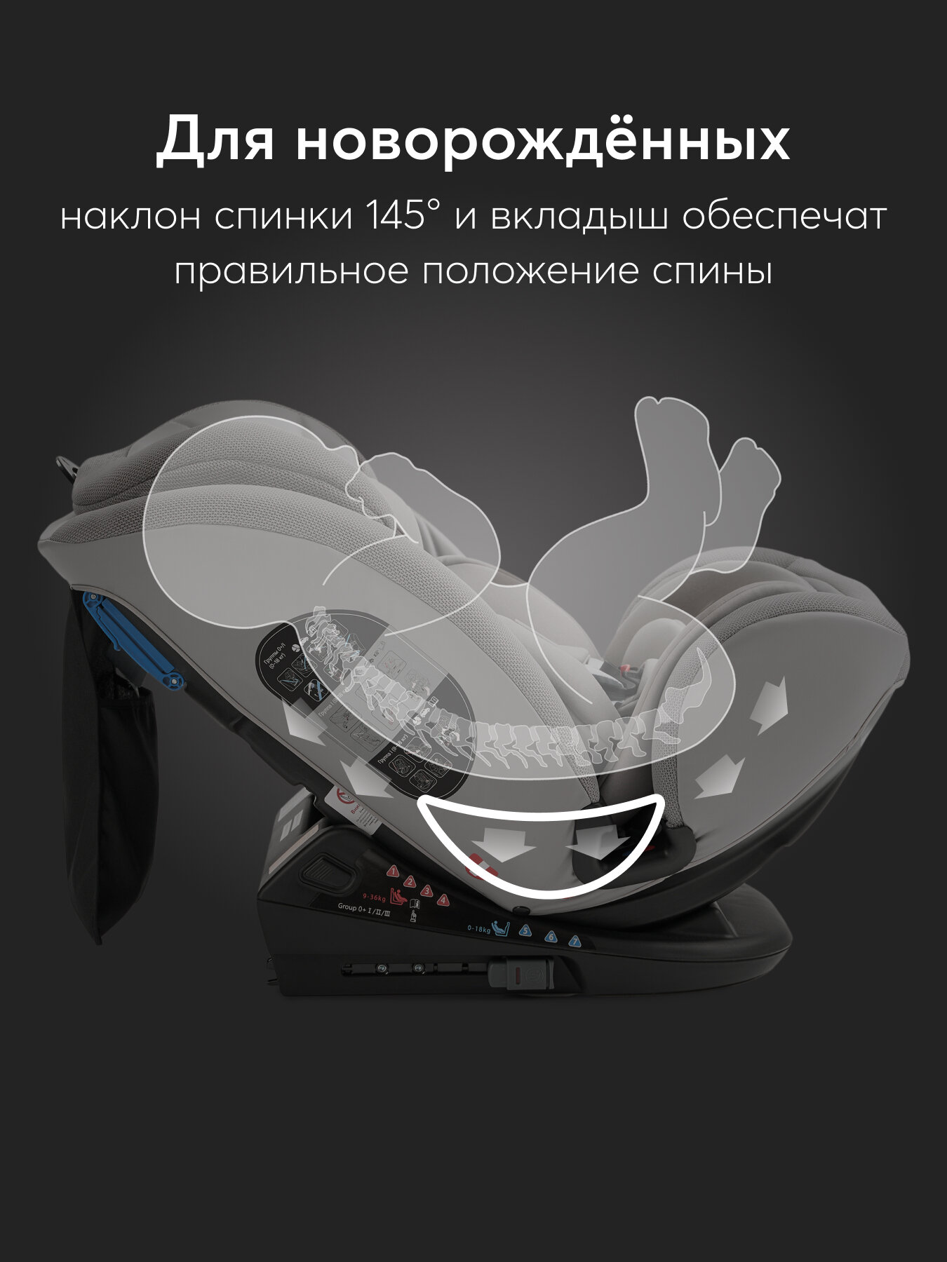 Автокресло детское от 0 до 12 лет Orex Happy Baby группа 0/1/2/3 (до 36 кг), Isofix с базой, Top Tether, KD06, серый — фото 1