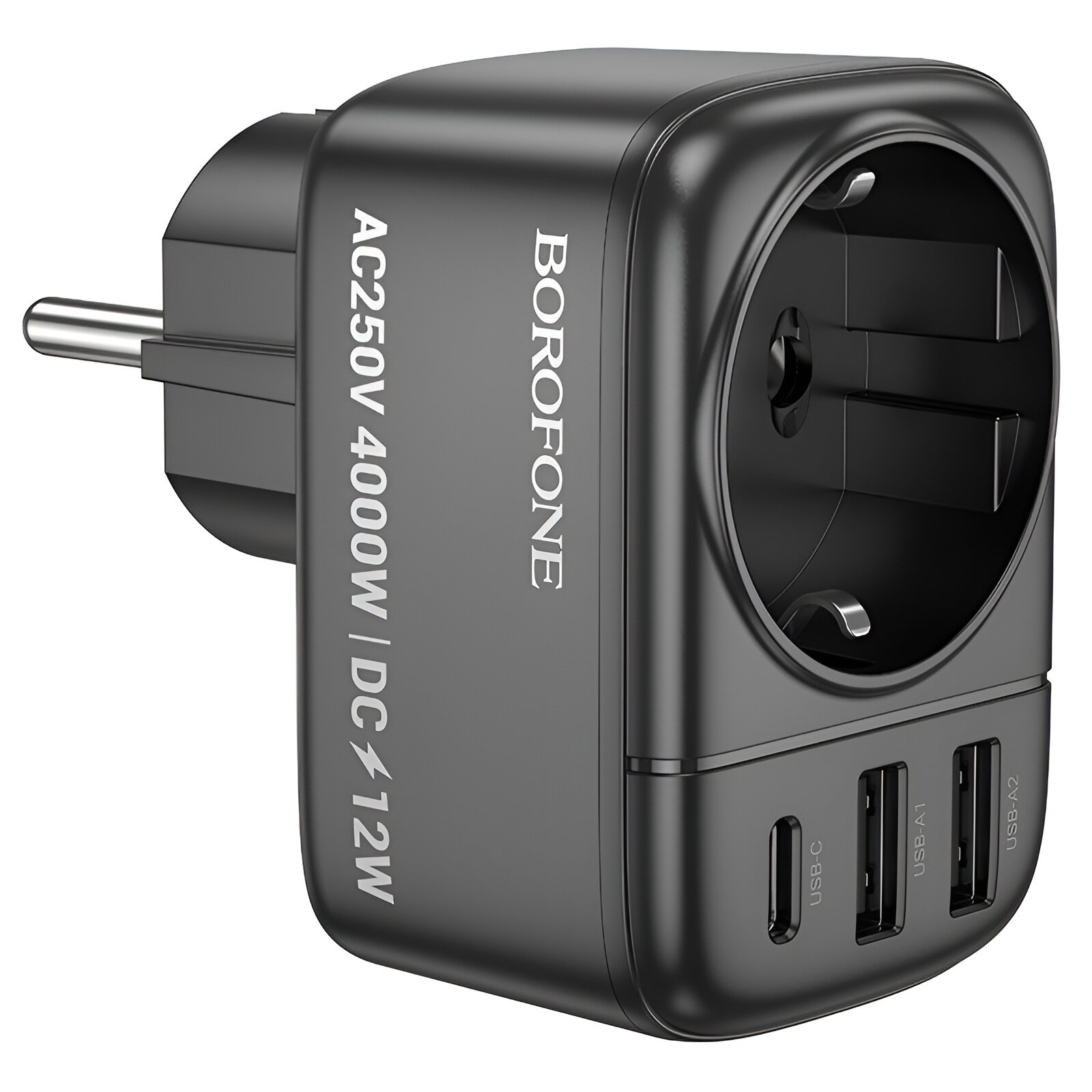 Сетевой адаптер BOROFONE, мощность 4000Вт, с 2 USB и 1 Type-C