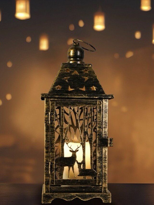 Подсвечник-фонарь уличный из металла в бронзе для свечей и светодиодов стильный декор для дома и сада