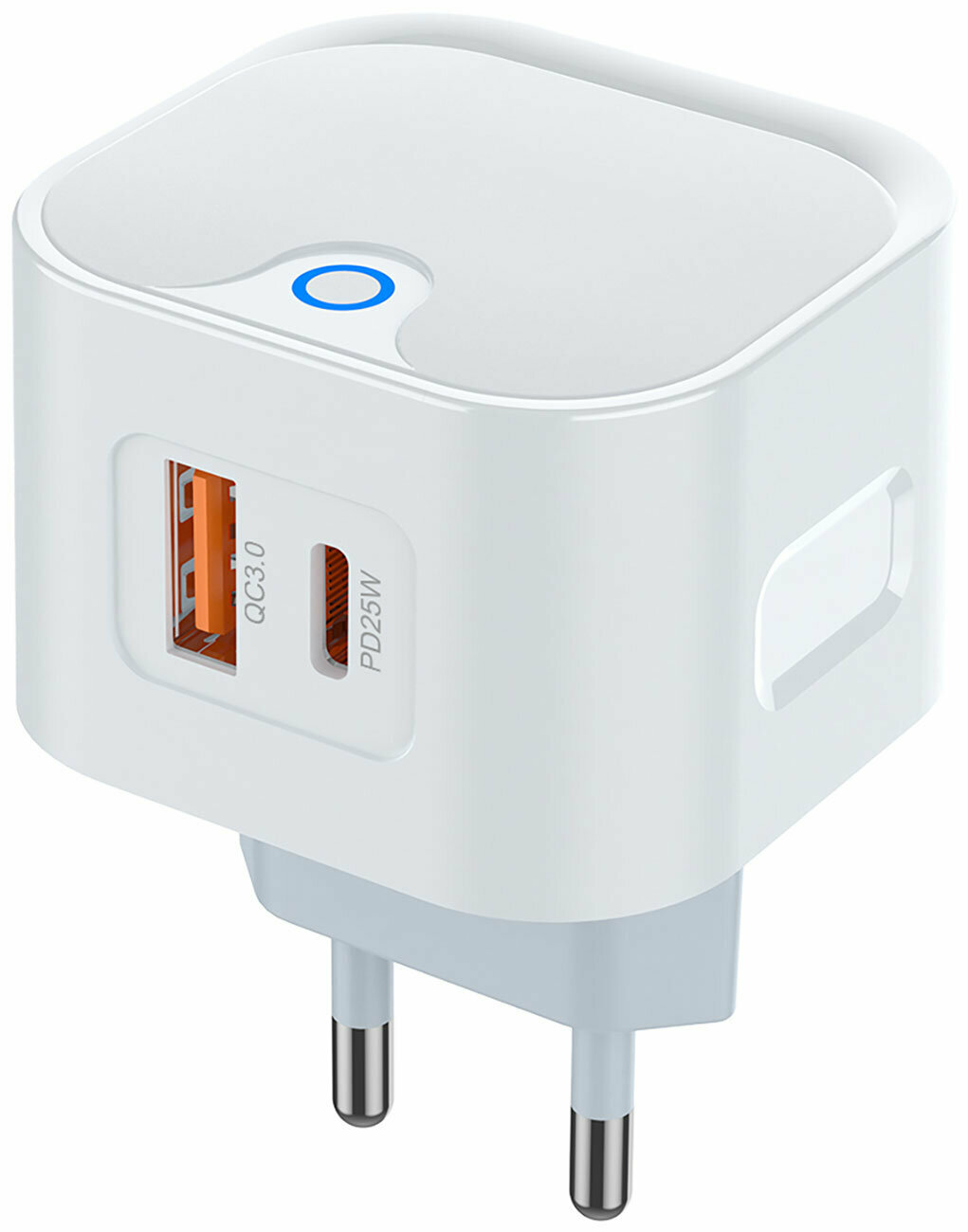 Сетевое зарядное устройство Pero TC21, USB-A + USB-C PD 25W, белый (ТС21W)