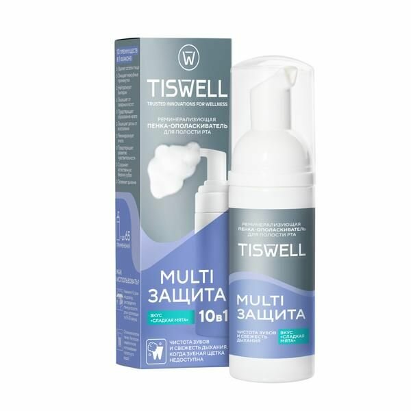 Пенка-ополаскиватель для полости рта TISWELL очищающая, Сладкая мята 10 в 1, 50 мл