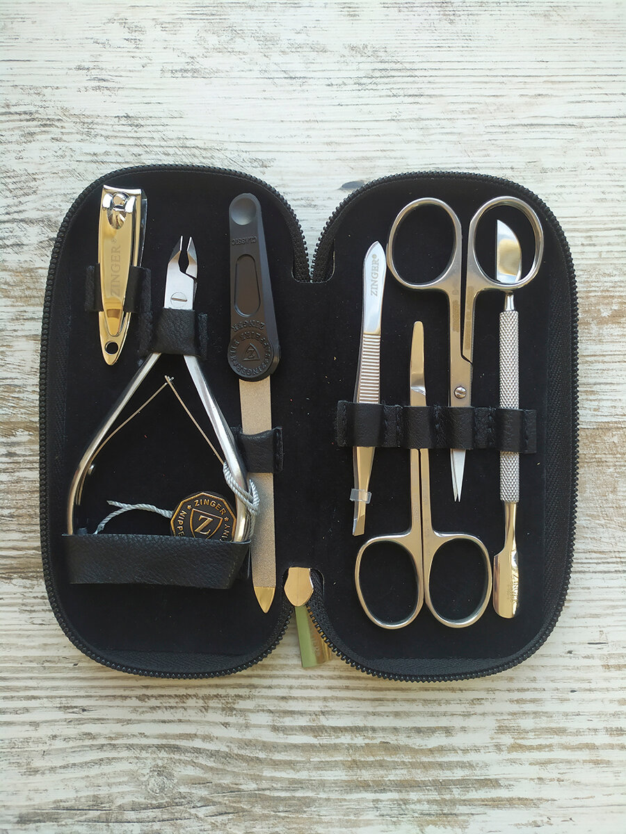 Маникюрные Наборы Xiaomi Маникюрный набор ZINGER на молнии 8105, мужской, 7 предметов, чехол черный матовый