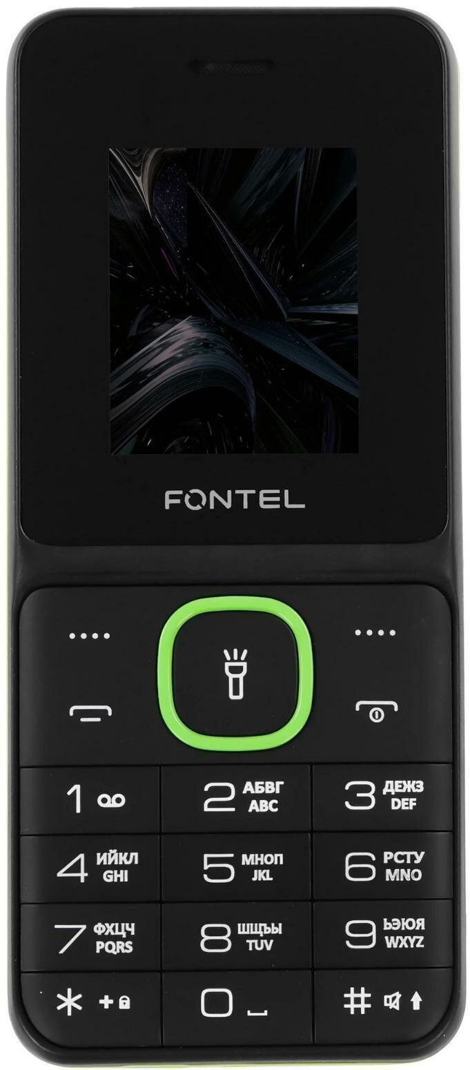 Мобильный телефон Fontel FP210 Черно-зеленый 2 sim 1.77" Цветной TFT GSM 2500 mAh