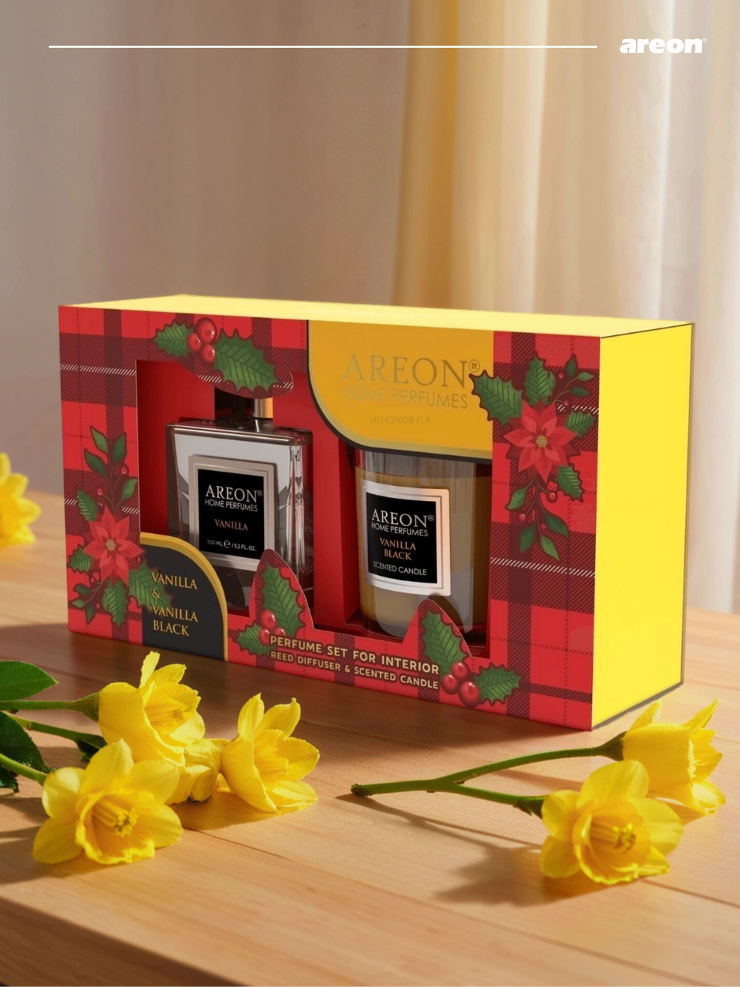 Подарочный набор Areon аромадиффузор + аромасвеча, Vanilla,  2 в 1, набор, подарок — фото 1