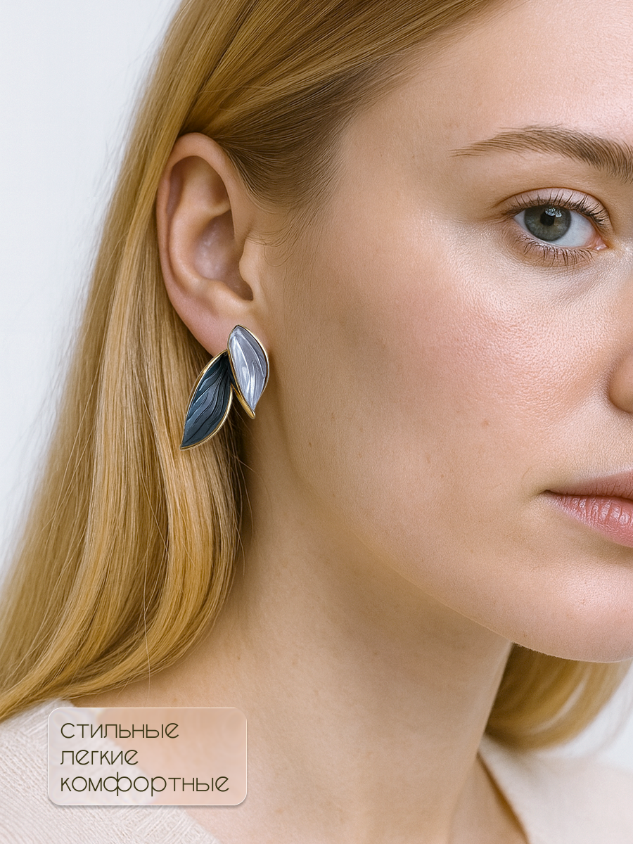 Серьги пусеты, перламутр синтетический, размер 21 мм, перламутровый — фото 1