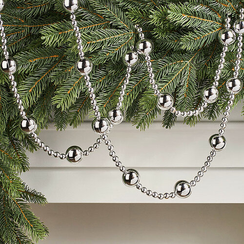 Изображение товара Бусы на елку Alverston - Silver 160 см, пластик, Winter Deco, 1001163