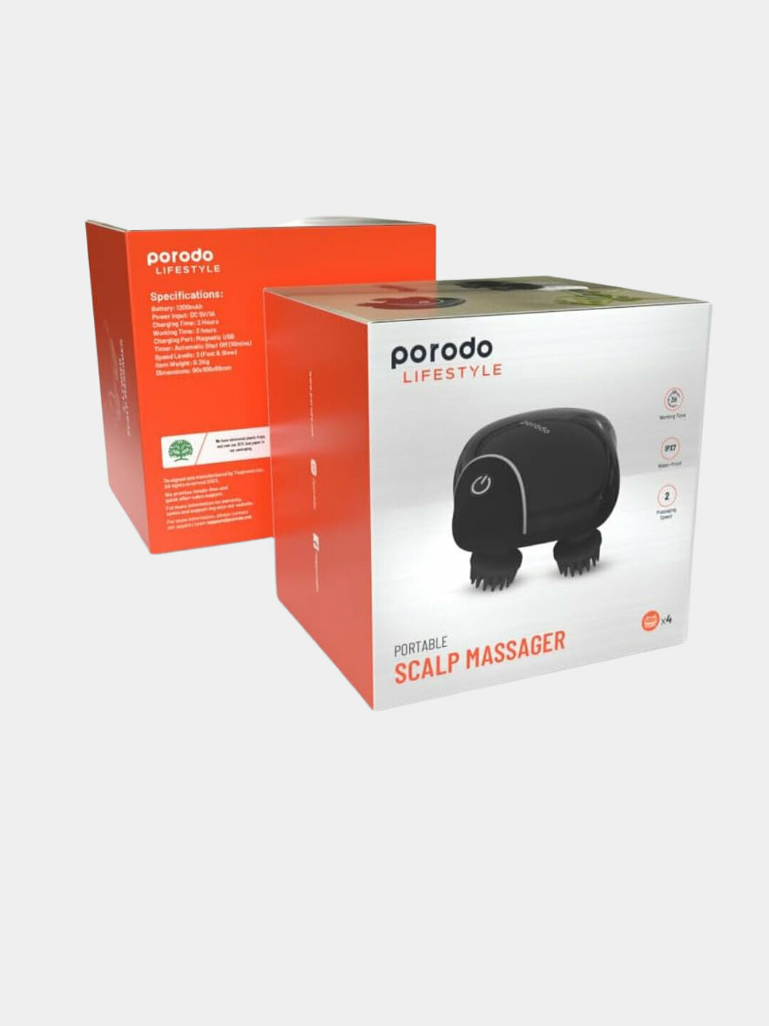 Портативный массажер Porodo, для лица и головы, расслабляющий, пластик