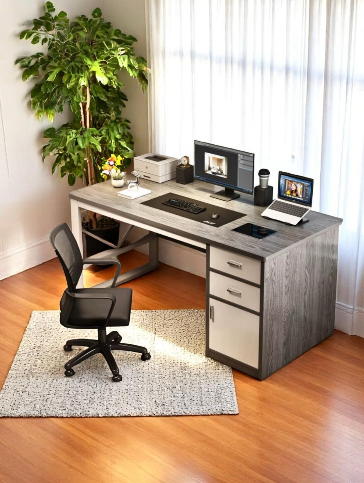 Письменный стол с полкой, для офиса, школы, компьютера , лофт — фото 1