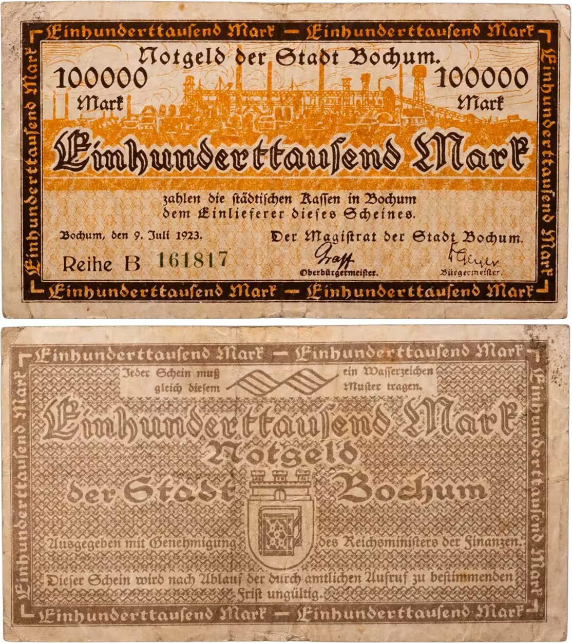 Германия, Нотгельд, Бохум 100000 марок 1923