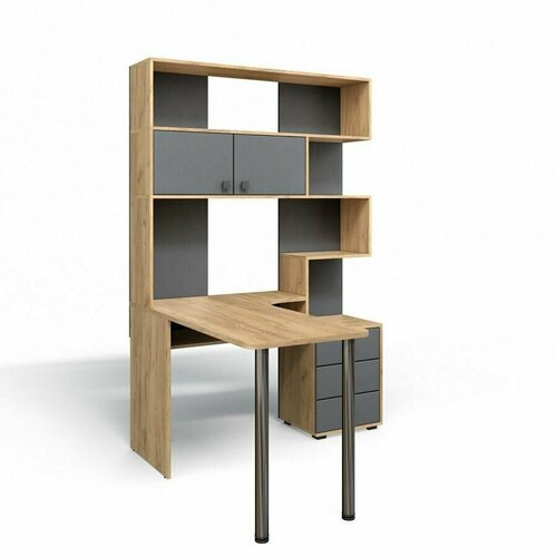 Стол СК 10 левый (дуб крафт/серый графит, дуб крафт, черный)