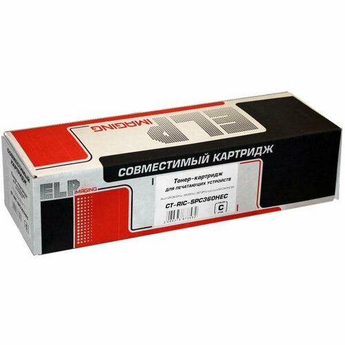 Тонер-картридж ELP SPC360HE Cyan (408185) голубой type SPC360HE cyan для Ricoh Aficio SP C360 C361 (6K) elp тонер картридж совместимый елп elp ct ric spc360hey 408187 желтый 6k