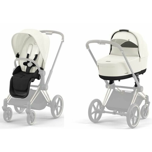 Детская коляска NEW Cybex Priam IV 2 в 1 Off White шасси Chrome Brown